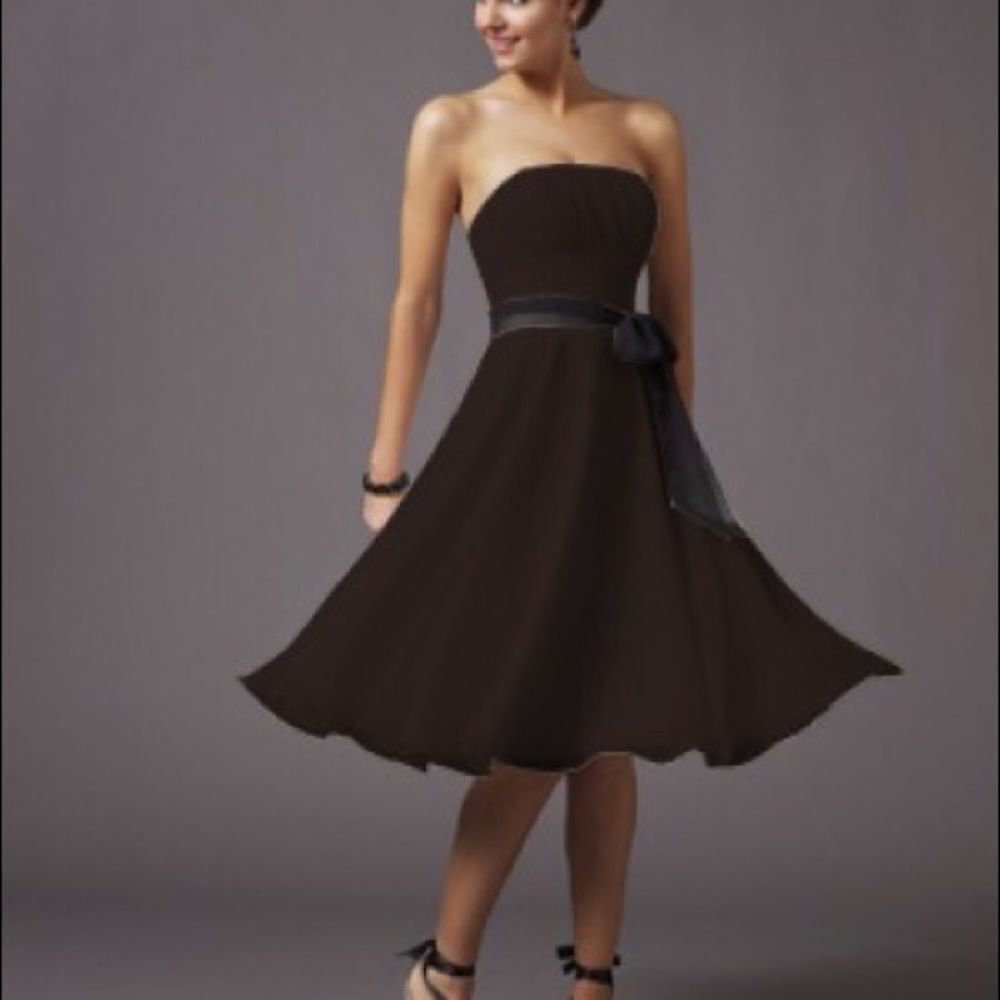 Mori Lee chiffon strapless cocktail Prom Dress 7/8